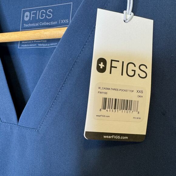 NWT FIGS XXS Casma 3 Pocket Scrub Top in Dark Harbor (Blue/Gray) - Picture 3 of 4